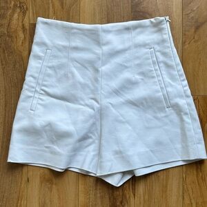 Zara High Waist White Women's Shorts